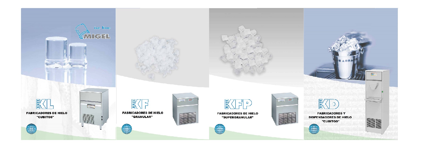 Fabricadores de cubitos, hielo granular y super granular